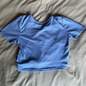 Light blue short sleeve crop top